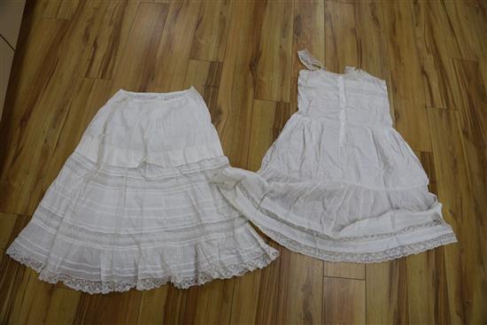 Silk petticoat tape lace blouse, a chemise, various linen etc